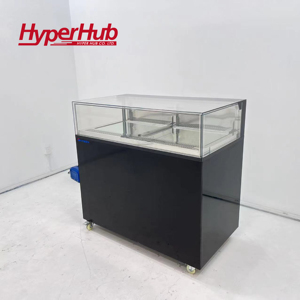 Refrigerador Comercial de Acero Inoxidable para Exhibición de <span class=keywords><strong>Pastelería</strong></span>, Enfriamiento por Aire, Tipo Cajón Frontal Negro, Mesa Cuadrada para Cafetería - Product Image 1