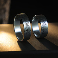 Bague en argent sterling 925 pour couple, gravée avec des empreintes digitales, nom personnalisé, lettres, bague tendance, cadeau mignon, bijoux pour amoureux