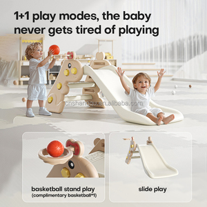 VSUCH casa pequeña tobogán de plástico para niños casa doblada parque <span class=keywords><strong>infantil</strong></span> tobogán interior para niños con aro de baloncesto - Product Image 5