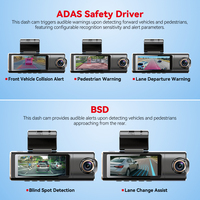 Caméra embarquée 4K+2K+1080P cachée pour voiture, boîte noire 3 canaux avec ADAS&BSD, enregistreur vidéo Wi-Fi avant, arrière et intérieur