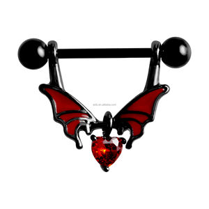 <span class=keywords><strong>Piercing</strong></span> de pezón de acero inoxidable, joyería punk, colgante de murciélago, anillo de pezón <span class=keywords><strong>para</strong></span> vacaciones, el más vendido - Product Image 1