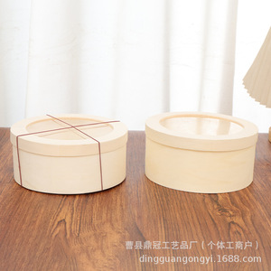 Caja Redonda de Madera con Tapa Transparente Hecha a Mano para Empaque de Regalos y Almacenamiento de Pasteles - Product Image 5