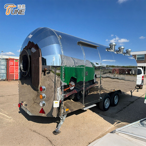Remorque à glaces moderne et élégante en acier inoxydable brillant, kiosque à desserts mobile, chariot à gâteaux de boulangerie - Product Image 1