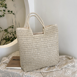 Bolso de playa de paja bohemio a la moda, bolso de verano para mujer para viajes, vacaciones, bolso de mano tejido - Product Image 2