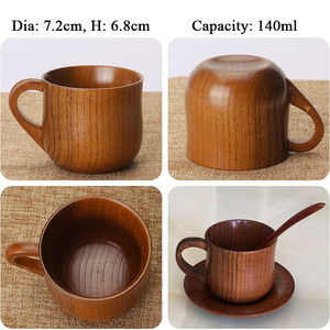 Taza de madera ecológica con mango para té, cerveza, leche y café, productos en Stock - Product Image 4
