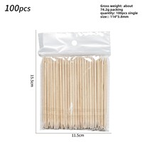 Vente en gros 100 pièces outils d'art des ongles 11.4cm bâton en bois orange à double tête peau morte point de poussoir bâton de forage fournitures pour ongles