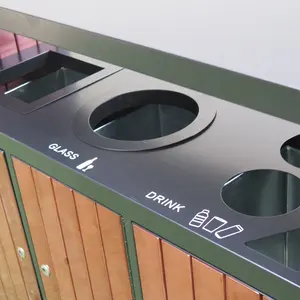 Stadt möbel verzinkter Stahl Mülleimer Metall Holz Urban Design Abfall recycling behälter Gewerbliche Mülleimer Herstellung