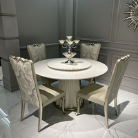 Ensemble de table à manger ronde de luxe Foshan avec plateau en marbre de 1,35 m et plateau tournant de 0,8 m, table et chaises de style américain moderne