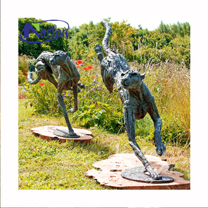 Gran decoración <span class=keywords><strong>de</strong></span> jardín al aire libre tamaño real fundición latón guepardo Metal arte Animal estatuas bronce corriendo Pantera escultura - Product Image 2