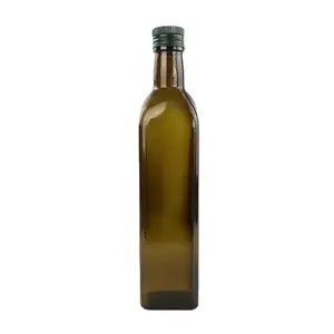 Empty Olive Oil Bottle With Cap 100ML 250ML500ML 750ML1L Clear Square Glass Bottle with Easy Pour Spout Set