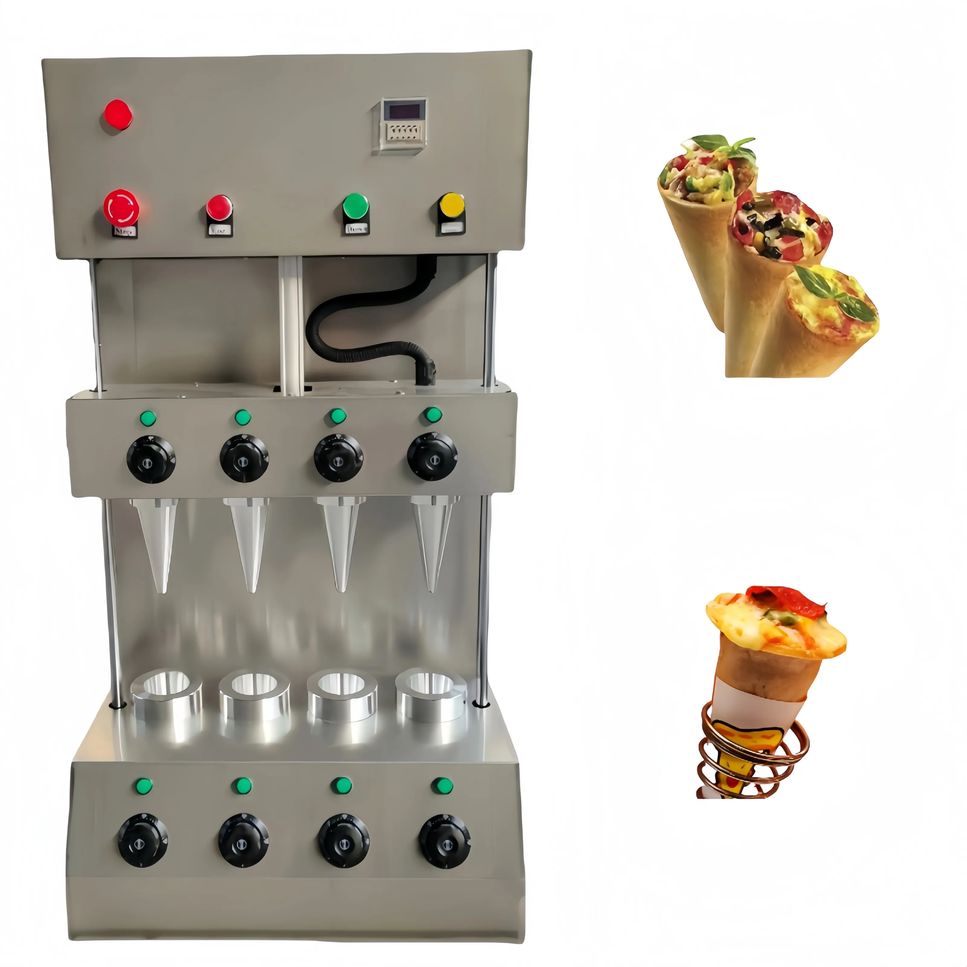 Máquina de cono de pizza para hacer conos de gofres comercial automática pequeña, máquina para hacer galletas de oblea de copa de cono de helado comestible