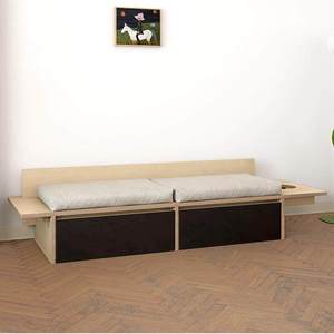 महासागर-शैली ठोस लकड़ी रंग-अवरुद्ध डिजाइन लिविंग रूम सीधे-लाइन भंडारण तीन-सीटर फर्श सोफे अनुकूलन योग्य चल सकता है। - Product Image 2