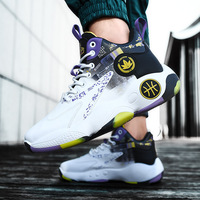 Chaussures de basket-ball pour hommes à logo personnalisé d'usine, chaussures de sport haute tige, antidérapantes, amortissantes, baskets