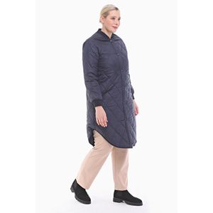 Abrigo acolchado azul marino con cuello y puños acanalados - Product Image 4