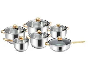 Utensílios de cozinha de aço inoxidável, conjunto de panelas de alta qualidade, 12 peças de indução compatível com