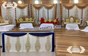 Custom Wedding Ceremony Backdrop/<b>Drapes</b> Glowing Mehndi Stage Backdrop <b>Curtains</b> Custom Design Wedding Mehndi Stage Backdrops - Product Image 2
