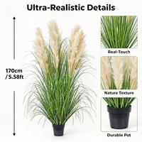 Herbe de la Pampa Artificielle Extra Haute et Grande 170 cm, Plante en Pot Effet Roseau Moelleux pour Décoration sur Pied de Hall d'Hôtel, Salle d'Exposition