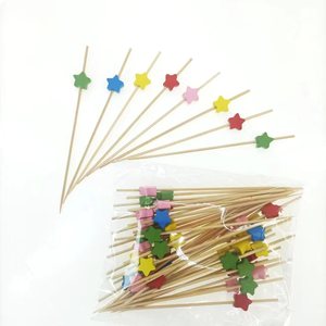 Dùng Một Lần Thân Thiện Với Môi Tre Gậy Trái Cây Cocktail Dấu Hiệu Màu Đỏ Màu Vàng Bánh Chèn Chuỗi Nhựa Xử Lý Tự Nhiên Khỏe Mạnh Bán Buôn - Product Image 5