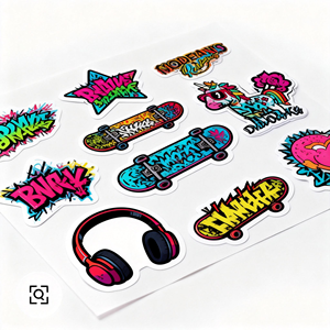 Stiker Perekat Sendiri Label Cetak UV Tahan Air Lembaran Holografik Anime Vsco PVC Bersih Logo Kustom Potongan Vinyl - Product Image 2