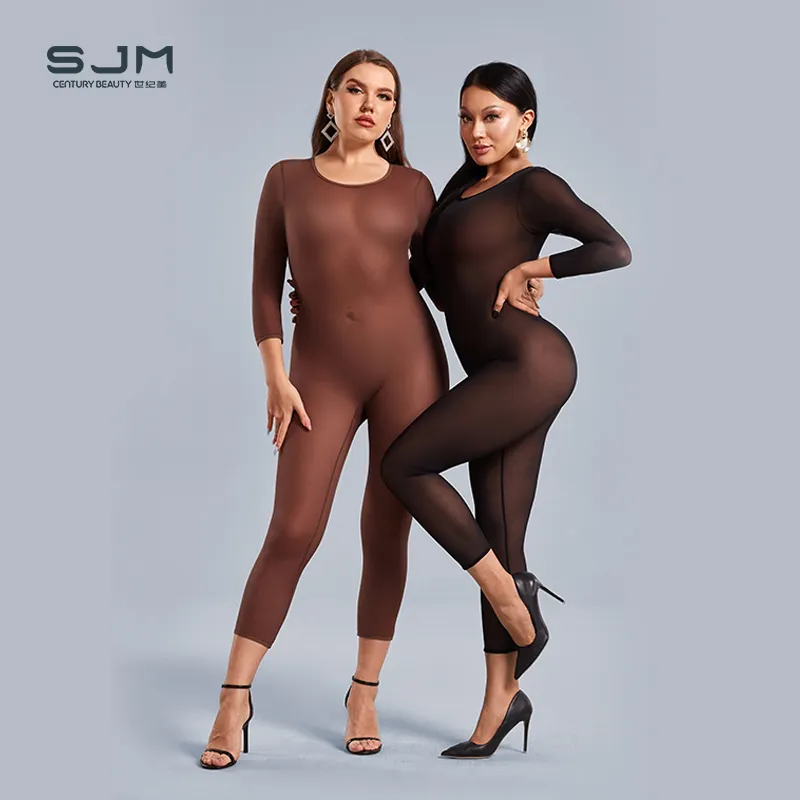 Eeuw Beauty Custom Transparante Buik Controle Sexy Full Body Shaper Groothandel Plus Size Rits Shapewear Bodysuit