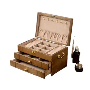 Exquisite Wooden Jewelry Box with Key and Lock Wood Crafts Wooden Boxes & Wall Signs Product