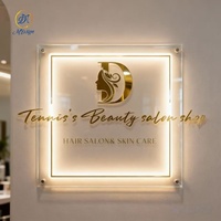 Enseigne murale 3D intérieure en lettres acryliques et métalliques pour spa et salon de coiffure, décoration personnalisée, logo 3D, nom rétroéclairé par LED pour entreprise