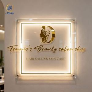 Kapalı <span class=keywords><strong>3d</strong></span> kanal mektup akrilik Metal işareti Spa kuaför duvar tabela dekor özel <span class=keywords><strong>3d</strong></span> logo adı arkadan aydınlatmalı Led işareti için iş - Product Image 6