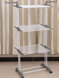 Séchoir à <span class=keywords><strong>linge</strong></span> 3 couches en acier inoxydable Séchoir à <span class=keywords><strong>linge</strong></span> intérieur et extérieur Cintre debout - Product Image 2