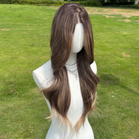 Perruque de mode SMILCO pour femme, dentelle 13*4, dégradé marron, ondulée bouclée, douce et volumineuse, effet Body Wave, en fibre japonaise SM9022B