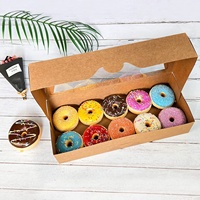 Logo personnalisé imprimé jetable mini donut douzaine mochi pâtisserie boulangerie dessert emballage auto pop-up boîtes en papier kraft avec fenêtre
