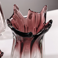 Vase en verre transparent dégradé, plateau à fruits, ornement d'art de luxe léger, décoration de modèle de maison, décoration douce haut de gamme