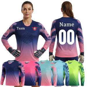 Camiseta de Portera de Fútbol Femenino, Manga Larga, Color Degradado, Sublimada, Absorbe la Humedad, Transpirable, Cuello en V, Corte Atlético - Product Image 1