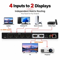 Commutateur matriciel HDMI 4K60 4 entrées 2 sorties avec extraction audio ARC HDR EDID, interface Web et contrôle LAN