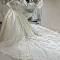 Pour Jancember femmes robe de mariée moderne Satin chérie Style Empire avec dentelle cristal Appliques décor chapelle Train modèle DW