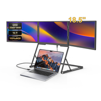 Moniteur portable de jeu IPS en aluminium TFT LED QHD 2,5K TriCreate de 18,5 pouces avec haut-parleur intégré pour ordinateur portable, usage professionnel/jeux