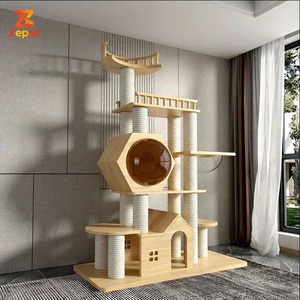 Árbol para Gatos <span class=keywords><strong>de</strong></span> Madera Maciza <span class=keywords><strong>de</strong></span> Lujo con Poste Rascador, Cuencos Transparentes Dobles y Balcones <span class=keywords><strong>de</strong></span> Varios Niveles, Mansión para Gatos <span class=keywords><strong>de</strong></span> 185 cm <span class=keywords><strong>de</strong></span> Altura - Product Image 2