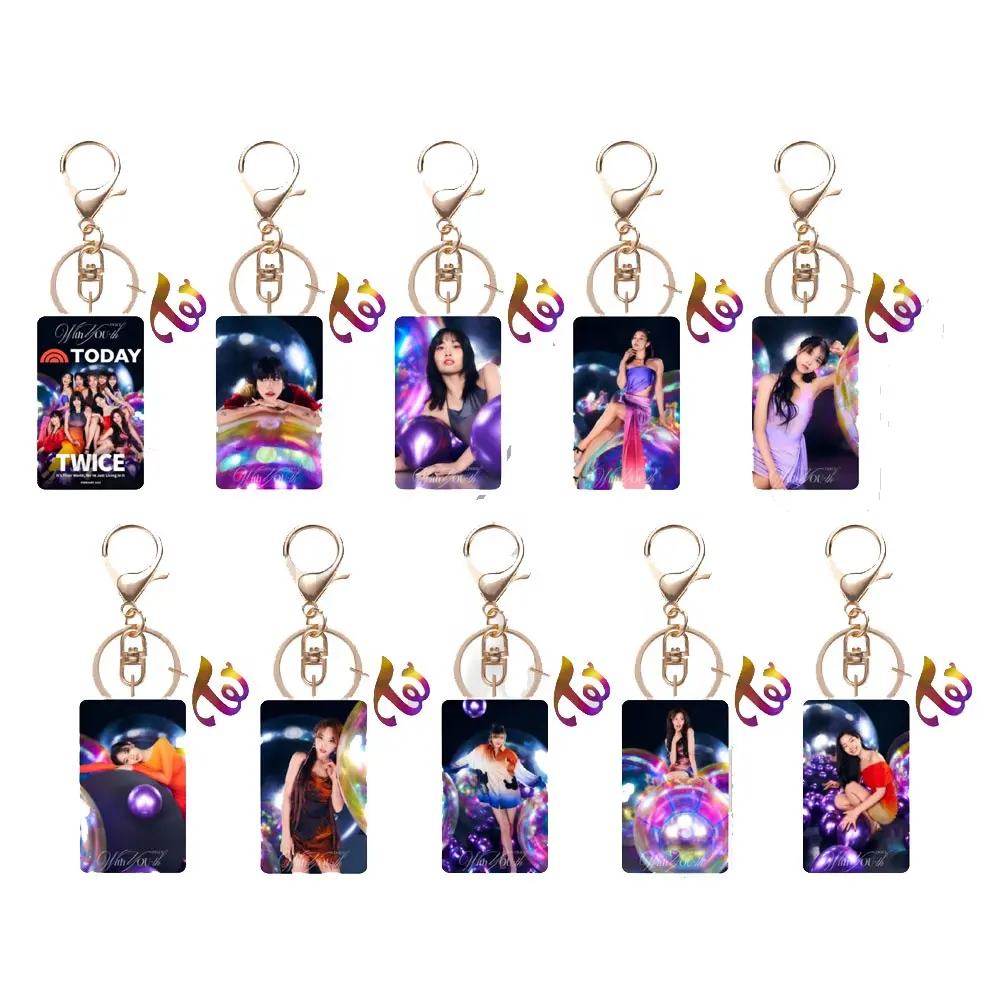 KPOP TWICE Keychain With YOU-th Album Acrylic Figure Keyring Pendant Bag Accessories Momo Sana NAYEON JiHyo Mina Fans Gift