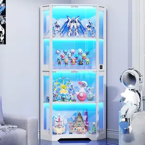 ארון תצוגה פינתי מואר בגודל 65 אינץ' עם תאורת לד תלת-גונית (ויטרינה עם דלת זכוכית) - Product Image 3