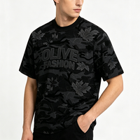 T-shirt en coton lourd pour homme, camouflage, manches courtes, jersey, t-shirt personnalisé avec logo brodé, streetwear, tee-shirt pour la vente en gros