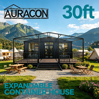 Maison Modulaire de Luxe Extensible de 30 Pieds à 3 Chambres, Conteneur de Cuisine, Bâtiment de Bureau Style Ferme, Structure en Acier Préfabriquée Portable