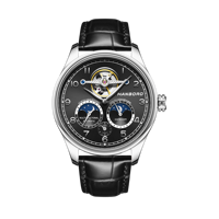 Montre mécanique automatique de luxe HANBORO pour homme, boîtier en acier inoxydable, haute qualité, étanche 5 ATM, luminescente, double hémisphère
