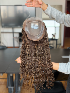 Nuevo Diseño 2024, Topper de Cabello Humano para Frente de Encaje, 130% de Densidad, Cabello Humano Virgen Europeo, Ondulado al Agua para Mujer # 3 & # 27 Colores - Product Image 1