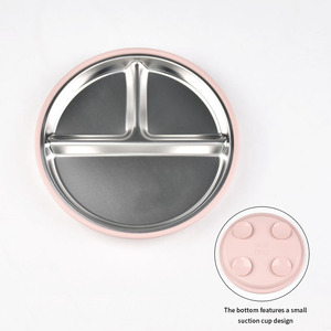 Assiette Bébé Personnalisée en Acier Inoxydable 304 à Trois Compartiments, Assiette en Silicone pour Enfants, Sans BPA, Amovible, Fabrication Usine - Product Image 1