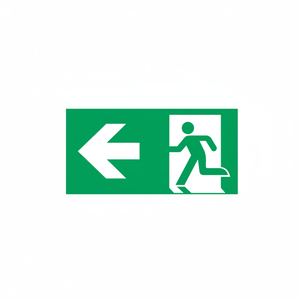Señal DE TRÁFICO DE PVC luminiscente de salida de emergencia de flecha izquierda 100*200mm para una navegación efectiva en situaciones de emergencia - Product Image 2