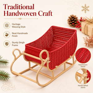 Cesta <span class=keywords><strong>de</strong></span> regalo <span class=keywords><strong>navideña</strong></span> <span class=keywords><strong>de</strong></span> <span class=keywords><strong>mimbre</strong></span> rojo hecha a mano para dulces, juguetes, y decoración festiva. - Product Image 3