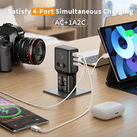 Adaptateur de voyage universel multi-prises Wontravel 25W AC, mini prise de poche, adaptateur de voyage 4 en 1