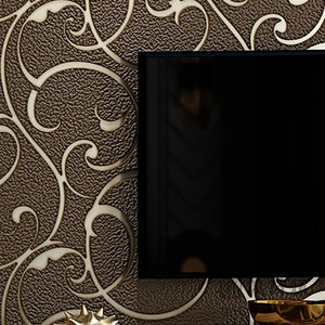 Black Vine Large Pattern TV <strong>Background</strong> Wall Wallpaper 3D Embossed Thick Deer Skin Velvet Wallpaper - Product Image 4