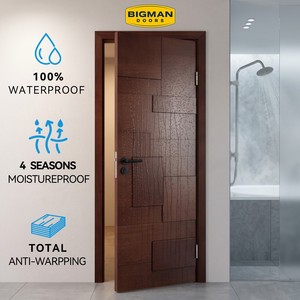 <span class=keywords><strong>Porte</strong></span> intérieure américaine pré-assemblée en bois massif de noyer, texturée 3D, bloc asymétrique, en contreplaqué étanche pour salle de bain - Product Image 1