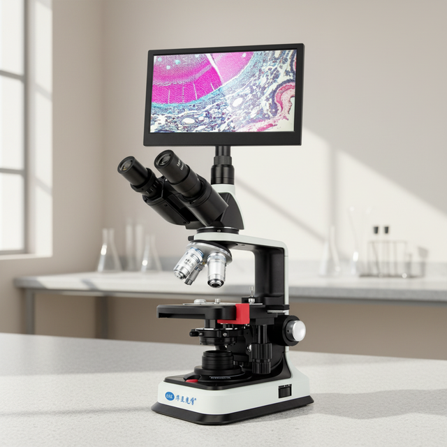 EOC Laboratory Digital Optics Microscope with LED Light Source 1000X 1600X 4K Biological LCD Screen for Student School Labs