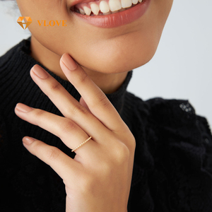 Anillo <span class=keywords><strong>de</strong></span> Bodas <span class=keywords><strong>de</strong></span> Oro Sólido <span class=keywords><strong>de</strong></span> 14K con Cuentas para Pareja, Anillo Simple Apilable para Compromiso y Regalo <span class=keywords><strong>de</strong></span> Aniversario - Product Image 6